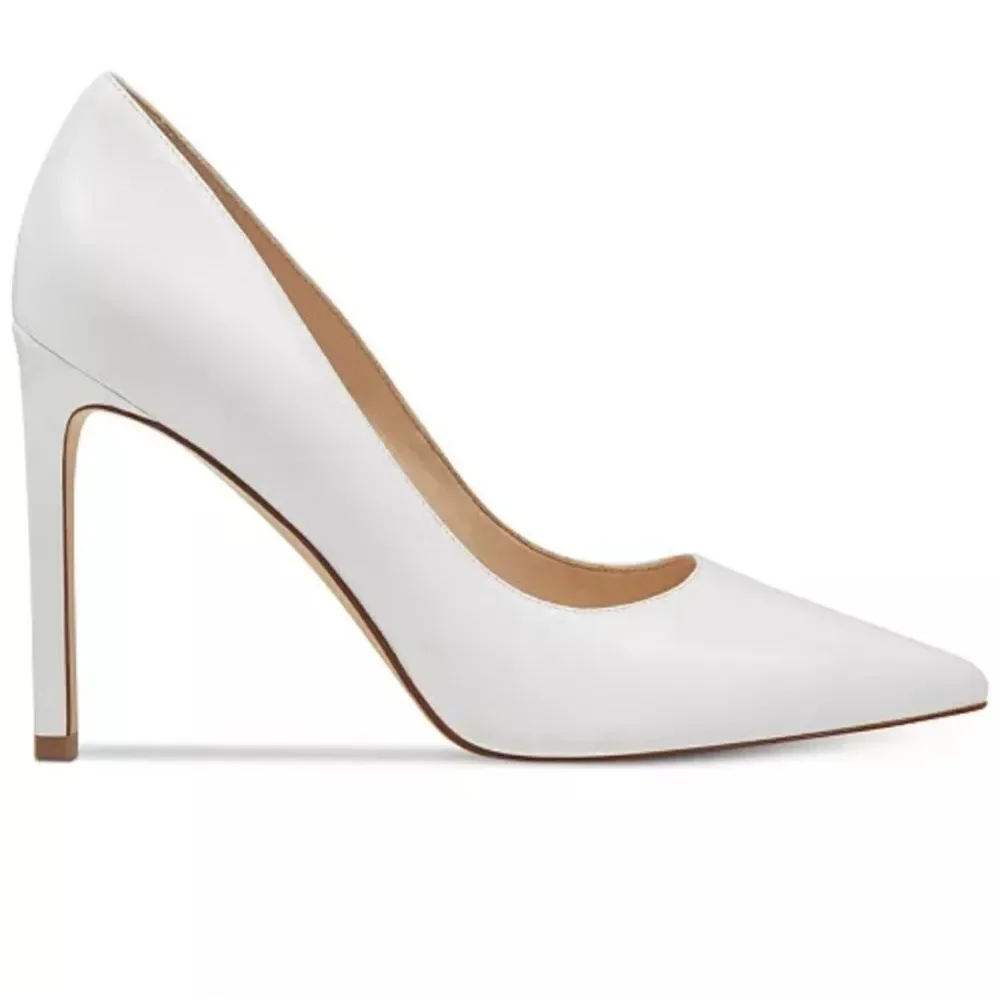 Nine West White and Tan Heels Pointed Toe Stiletto
